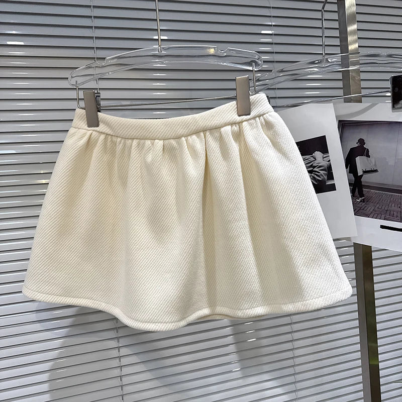 Winter New Fashion Sweet Temperament Double Row Metal Button Quilted Short Jacket Skirt Set For Women 1A07892