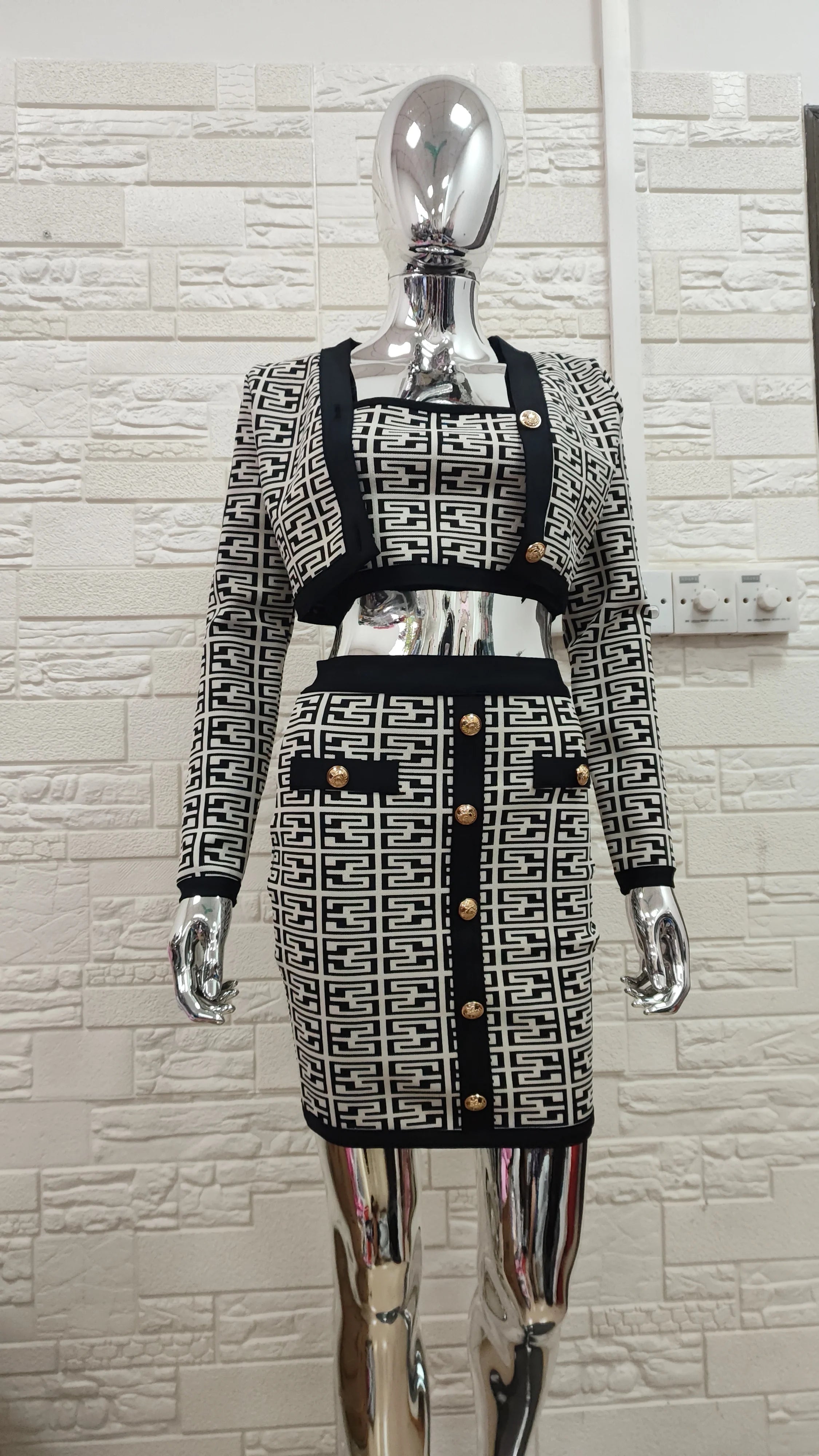 2024 New Autumn Women Long Sleeve Sexy 3 Pieces Bodycon Mini Set Fashion Celebrate Girls' Birthday Party Women's Set