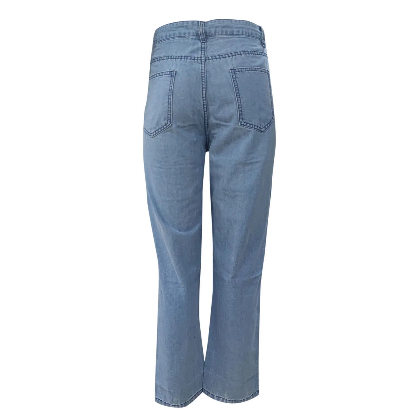 Sexy Ripped Jeans Women Fashion Blue Hole Straight Leg Trousers Y2K Hollow Cargo Pants Distressed Vintage Female Denim Trousers