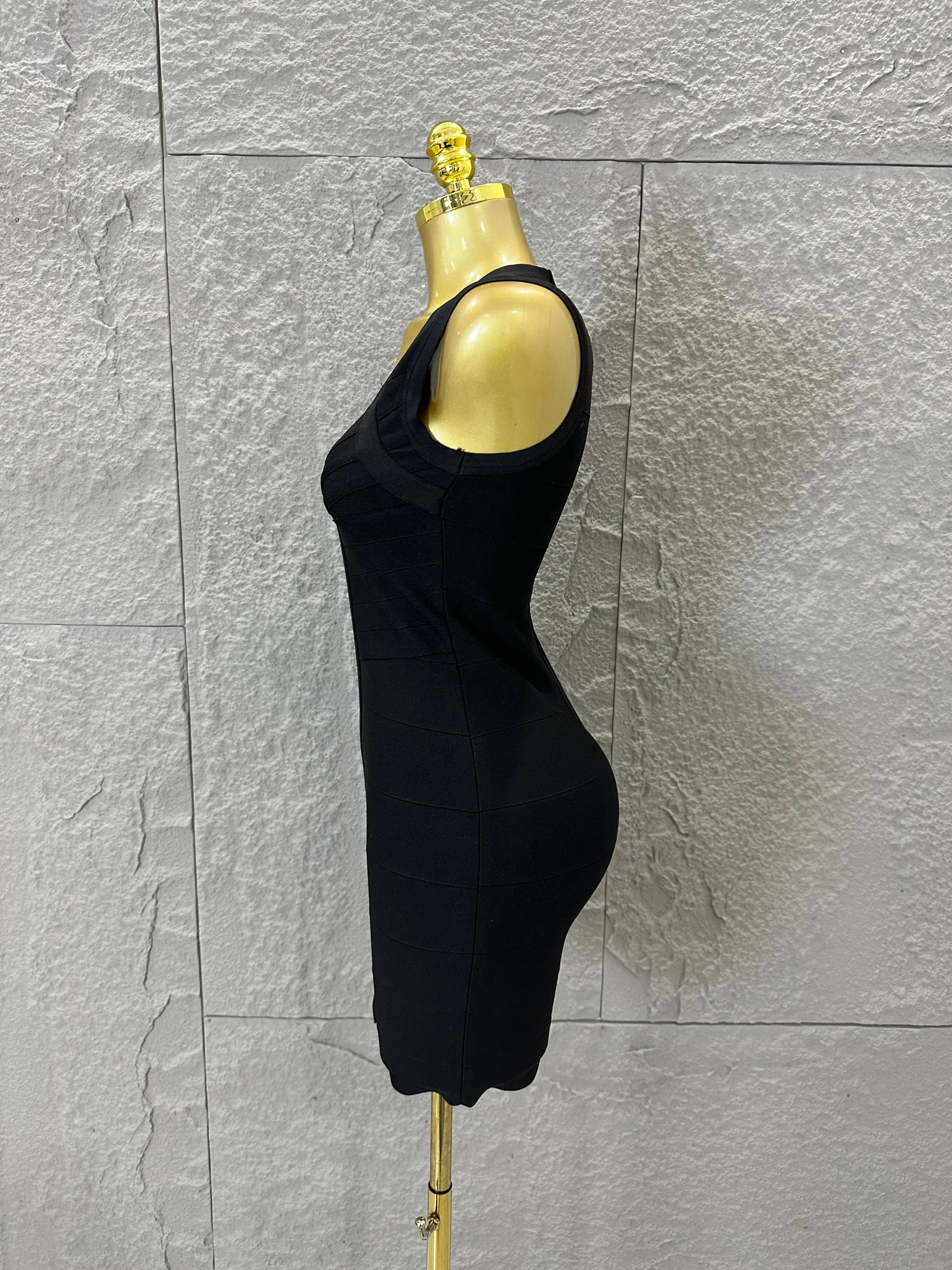 2026 Women Elegant Black Sleeveless Mini Dress Women Sexy Deep V Neck Bandage Form-Fitting Outfit Cocktail Party Costume