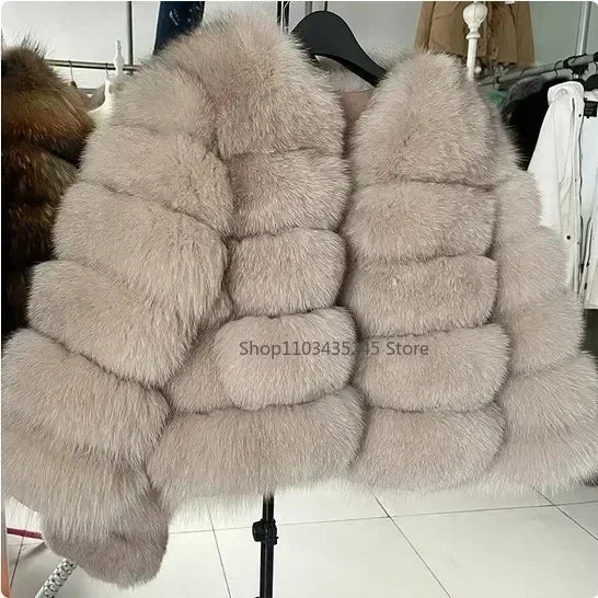 Women's Fashion Faux Fur Coat Super Hot Autumn Winter Women Short Faux Fox Fur Fluffy Jacket High Quality 5xl Ladies Furry Coats Shallow camel