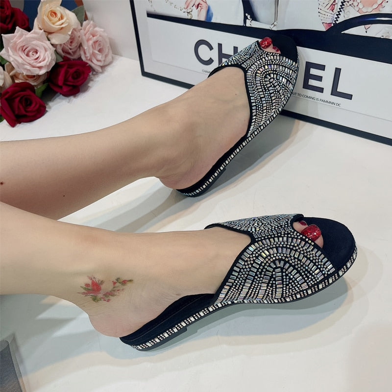 Trendy Colorful Slides for Women 2024 New Classic Design Sandals Italian Style Lady Shoes Low Heel Summer Mules Comfy Sandals