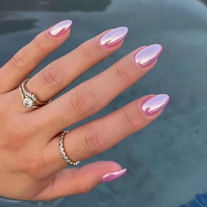 24Pcs Simple Wine Red Fake Nail with Glue Mid-length Almond Press on False Nails Wearable Round Head Oval Full Cover Nail Tips 1340