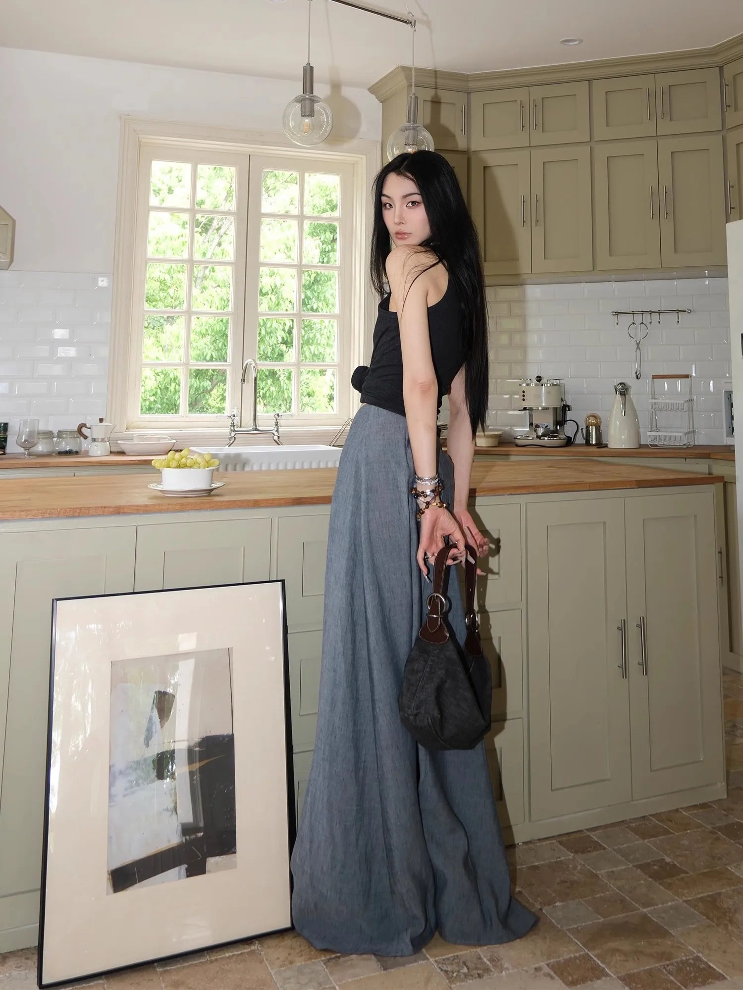 Lautaro Spring Summer Flowy Soft Thin Floor Length A Line Skirt Women High Waist Elegant Chic Extra Long Luxury Designer Clothes