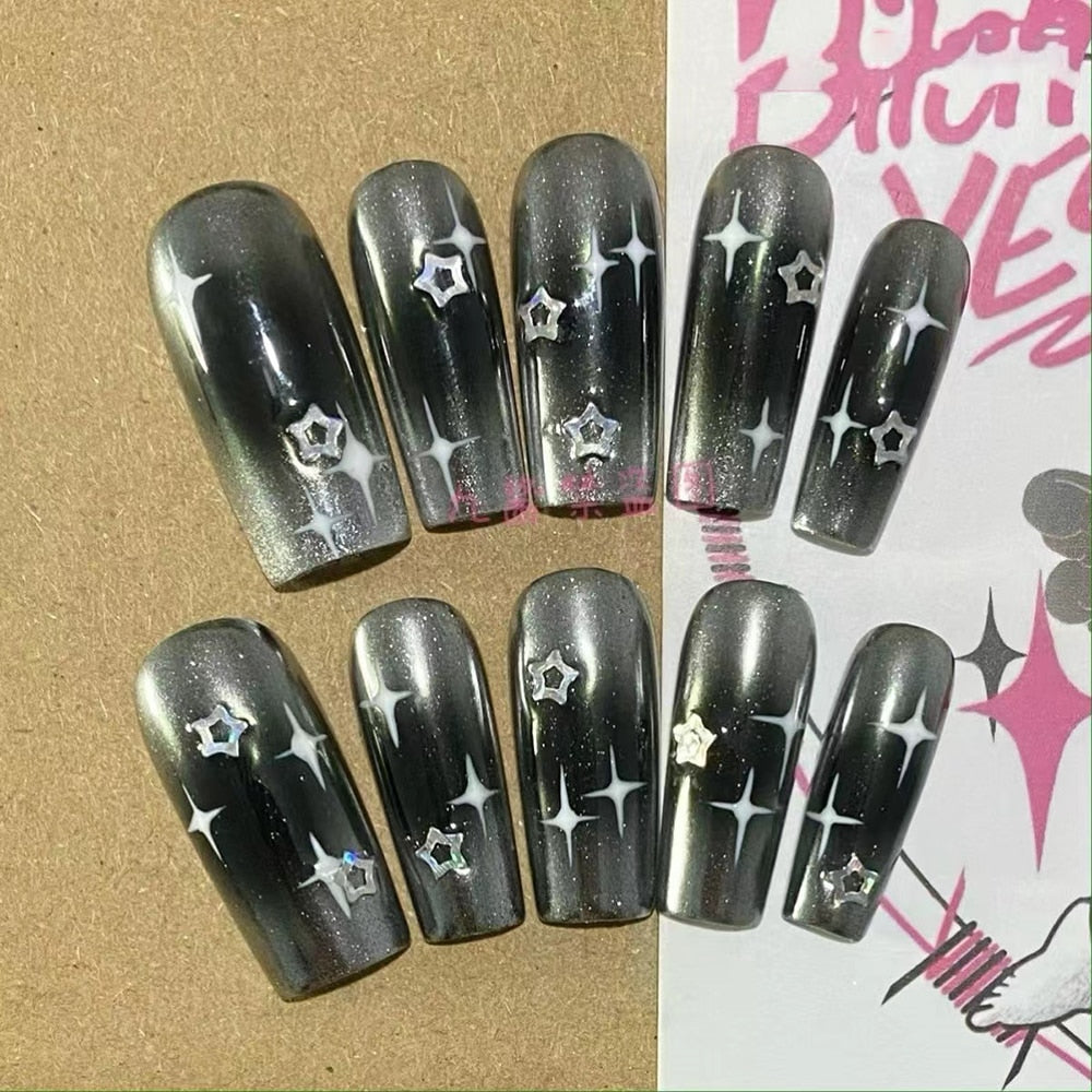 Été plage voyage vacances Hello Kitty conque ongles fille bleu jeunesse travail manuel personnalisable faux ongles fille soeur cadeau