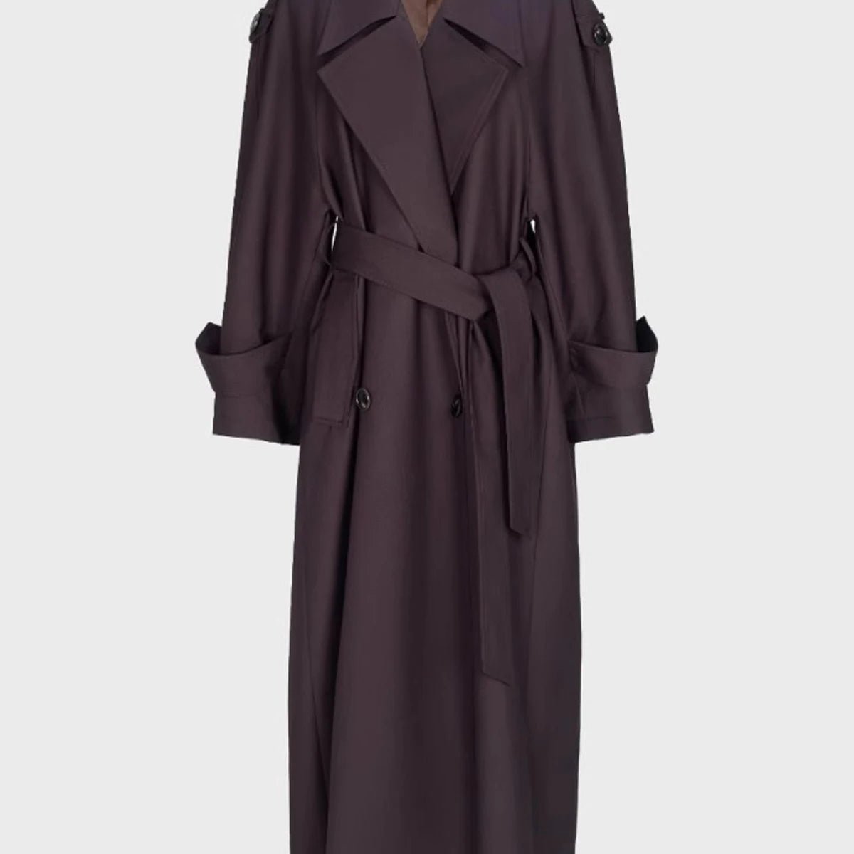 Lautaro Spring Autumn Oversized Khaki Extra Long Dark Purple Trench Coat for Women Double Breasted Elegant Luxury Overcoat 2025 Dark purple
