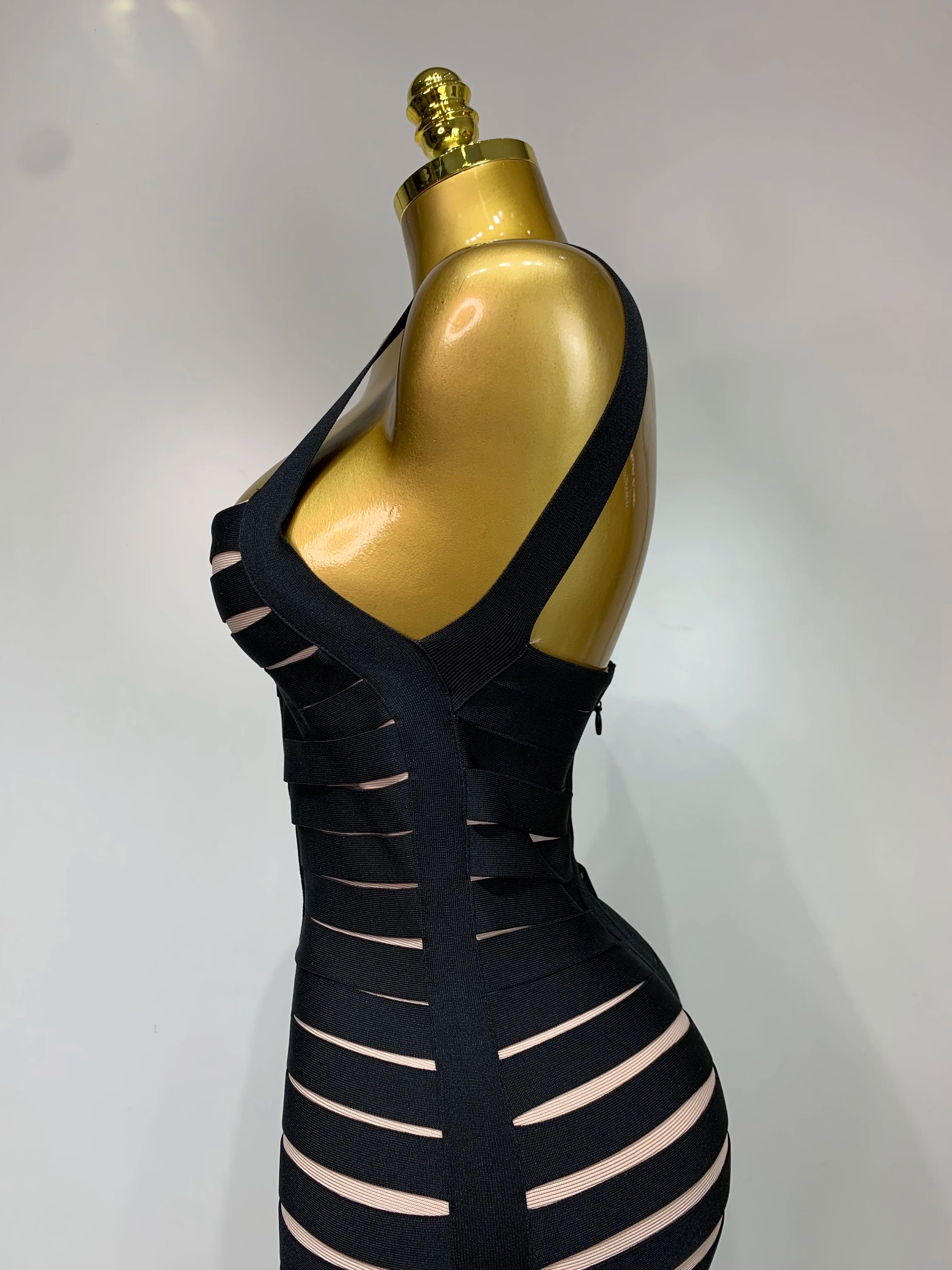 Women Sexy Sleeveless Square Collar Black Tassel Long Bandange Dresses Elegant Evening Party Birthday Gown Design Club Dress