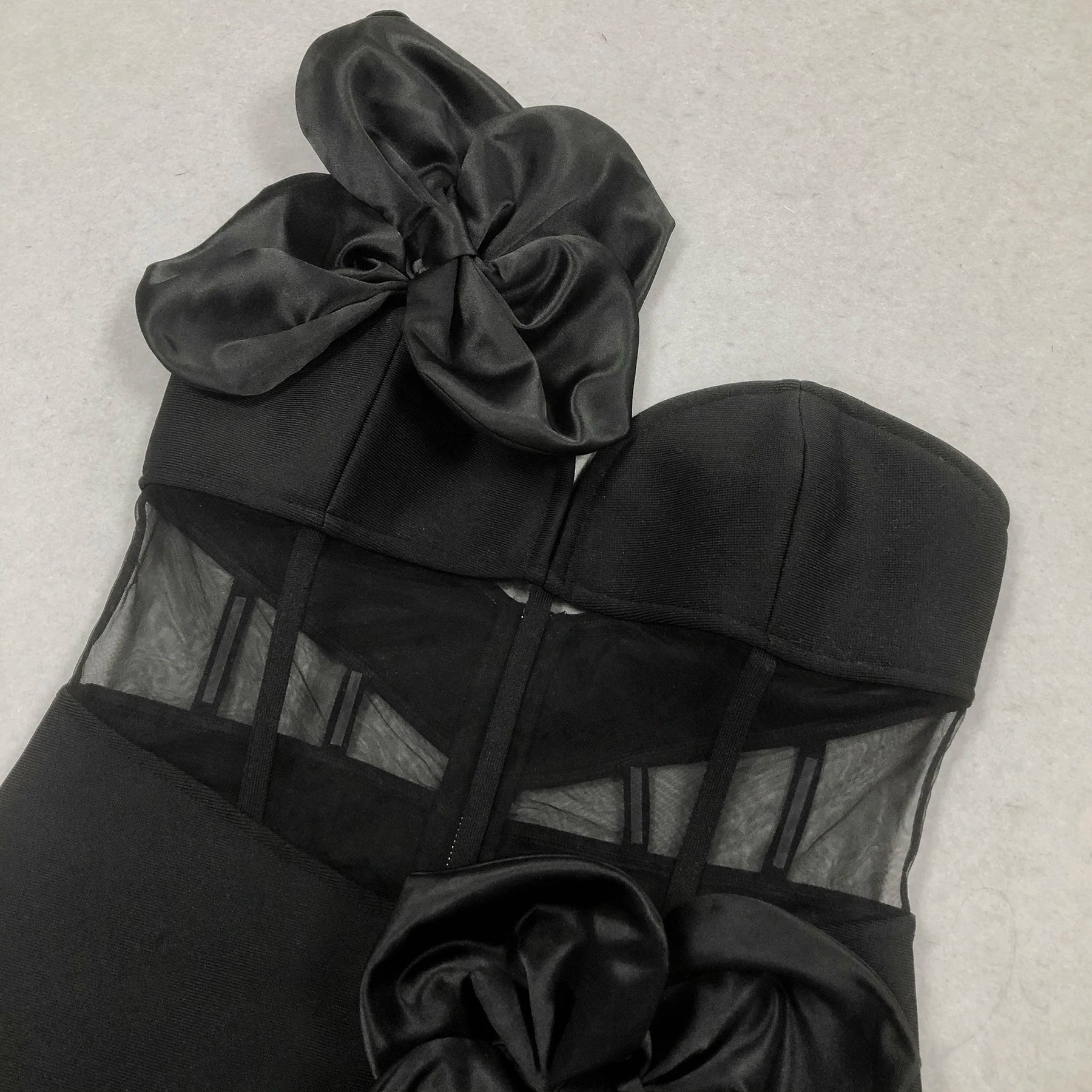 High Women Sexy One Shoulder Florals Mesh See Through Bodycon Long Bandage Dress Celebrate Nightclub Party Outfit