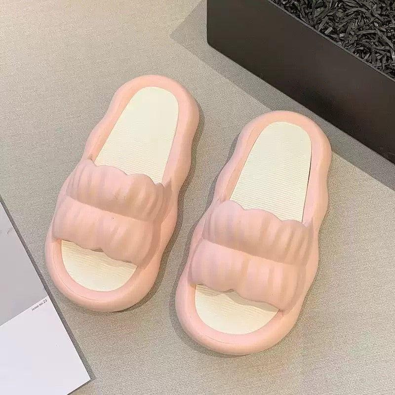 Slipper Women Men Summer Thick Bow Tie Slippers Women Indoor Home Sandals Couples Bathroom Slides Non-slip Soft House Slippers