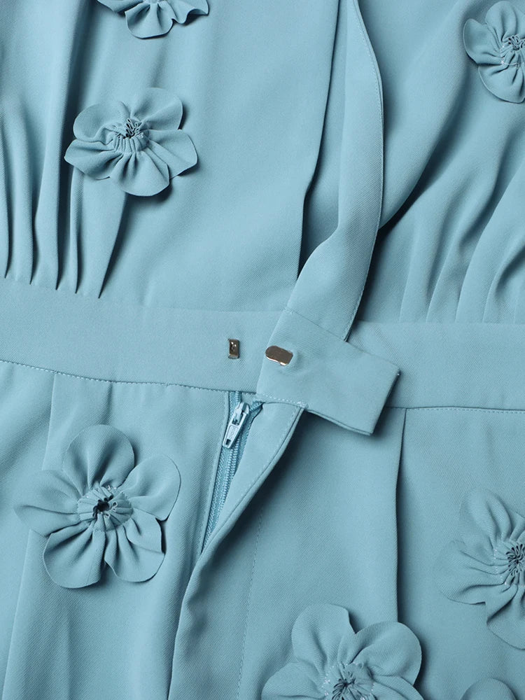 CHICEVER Spliced Appliques Solid Jumpsuits For Women Laple Long Sleeve High Waist Folds Patchwork Pockets Loose Jumpsuit Female