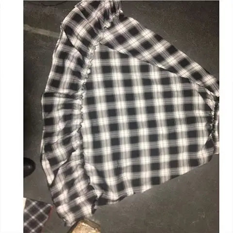 Fashion Loose Shirring Bandage Spliced Ruffles Plaid Skirts Women's Clothing Spring New Oversized All-match Long Skirts GRAY