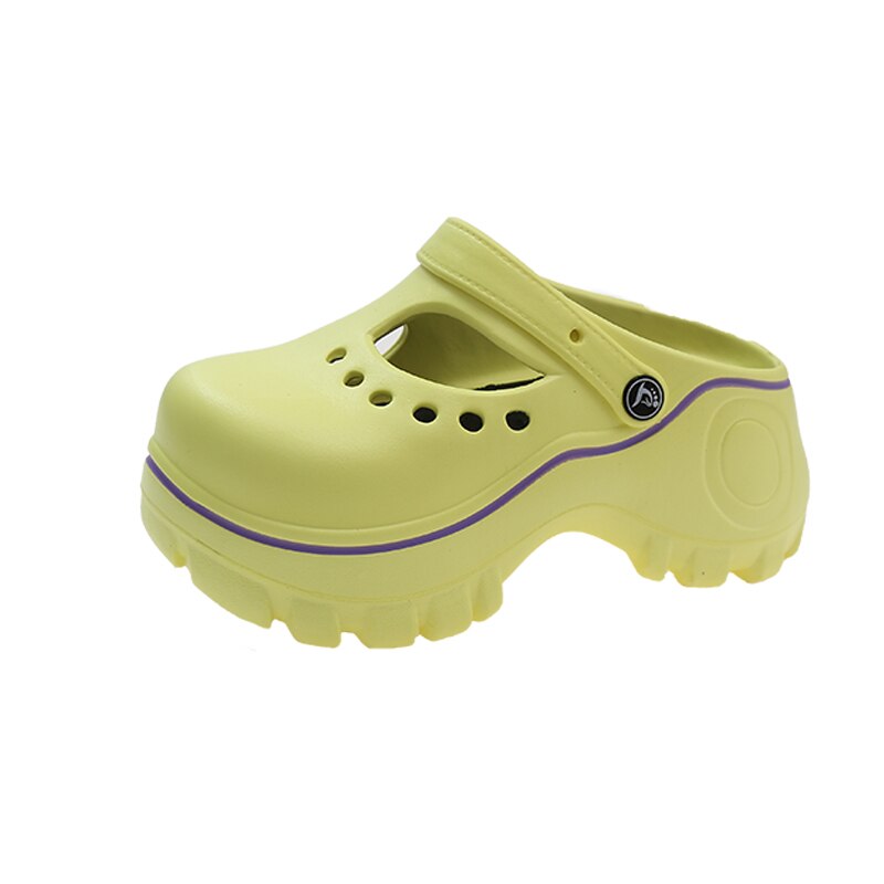Summer Women Croc Clogs Platform Garden Shoes Sandals Height Increasing Slippers Slip on For Girl Beach Shoes Slippers Women Yellow