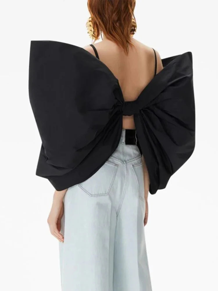 Solid Sexy Slimming Bowknot Tank Tops For Women Square Collar Sleeveless Backless Designer Camisole Vest Female New