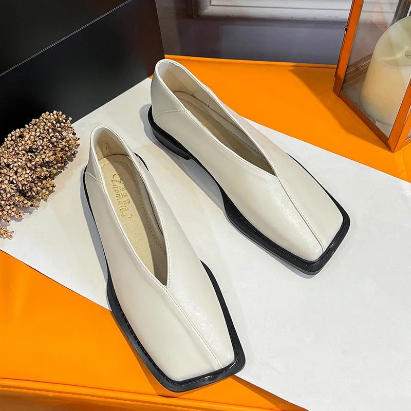 New spring women's outerwear shoes Square toe design Mary Jane shoes Women's casual low-heeled shoes Work boat shoes 41-43