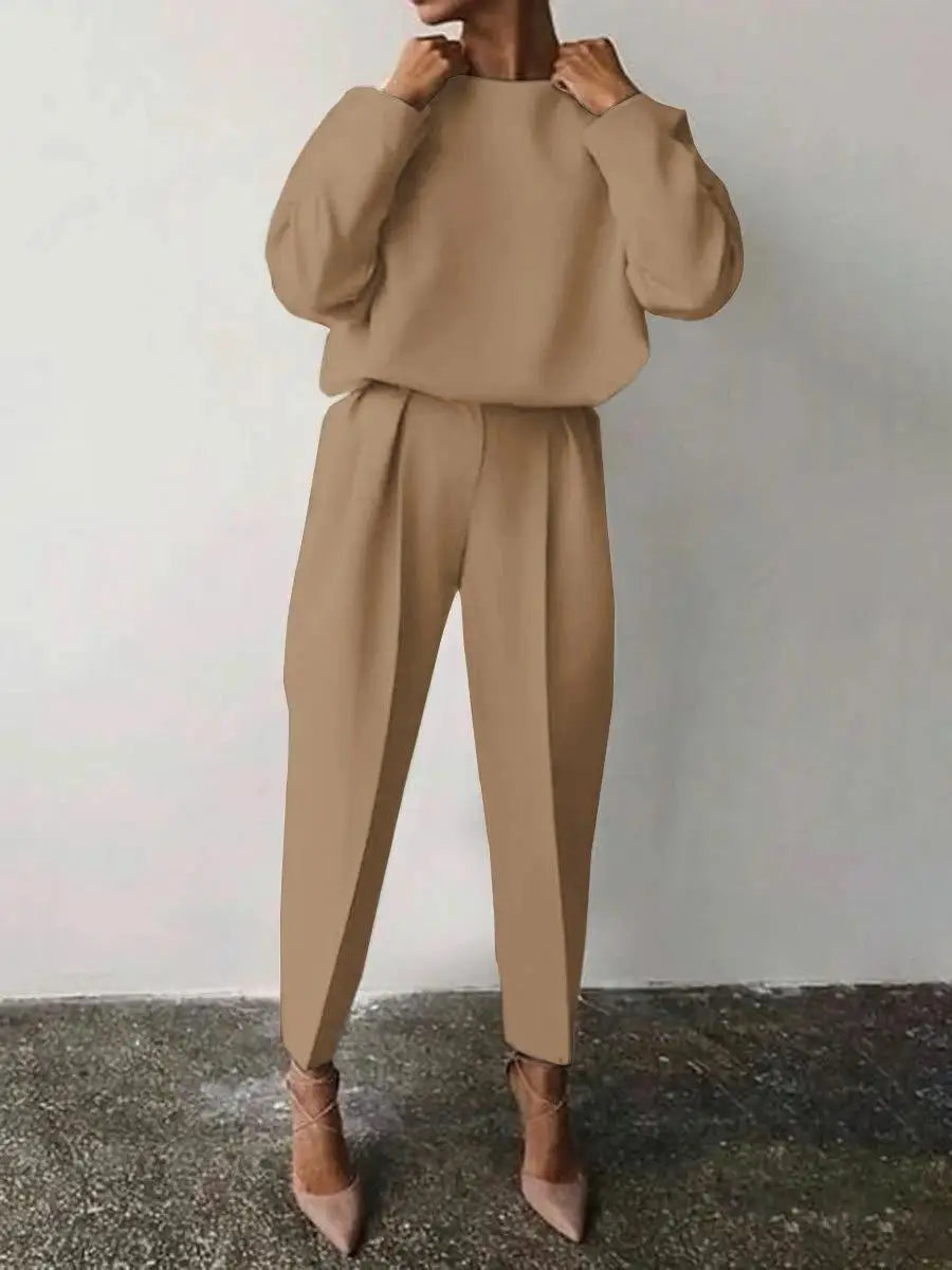 2 Piece Sets Women Outfits Simple Solid Tracksuit Drawstring Sportswear Joggers 2pcs Sets Spring Autumn Winter Clothing 3xl Dark Brown