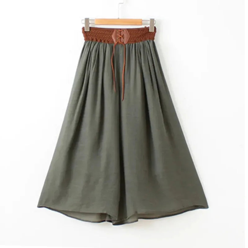 Casual Elastic High Waist Lace Up Belt Wide Leg Loose Women's Pants Korean Fashion Full-Length Pants For Women Spring