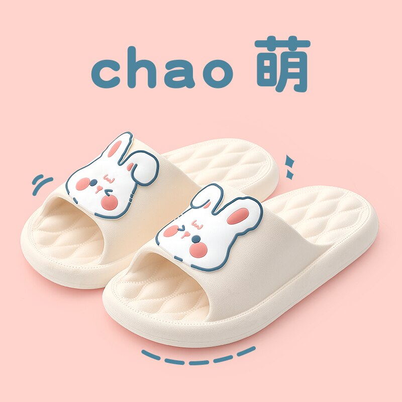 Solid Bear Slippers Cartoon Graffiti Shoes Women Summer Flip-Flops Beach Sandals Thick Platform Soft Cozy Casual Home Slippers 5568