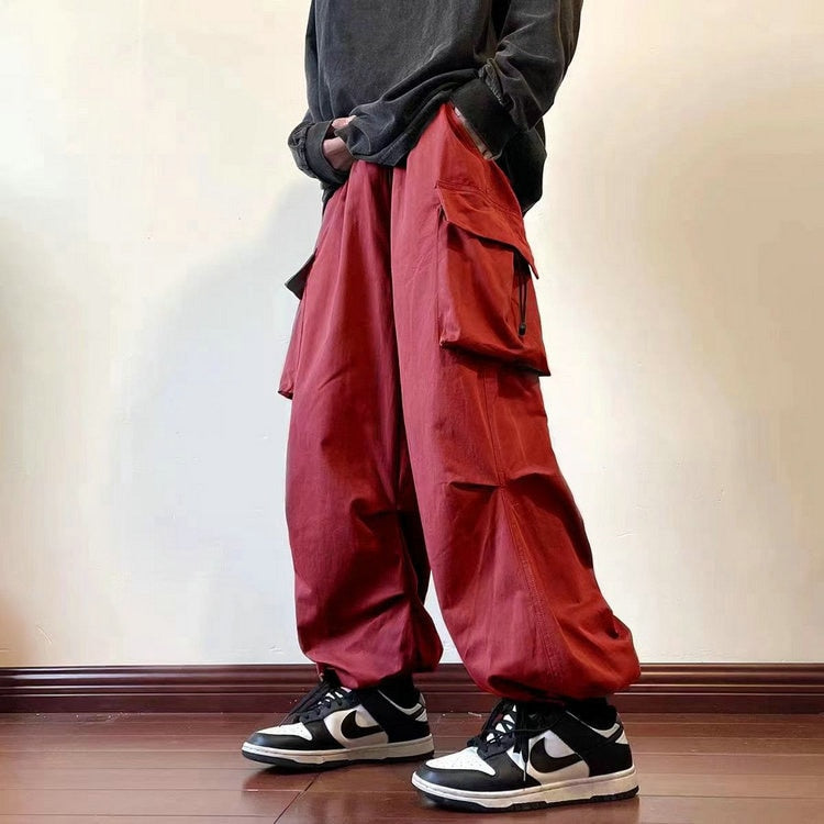 Pantalon Cargo pour hommes et femmes, Streetwear, sarouel décontracté, taille élastique, couleur unie, multi-poches, ample, Baggy, printemps 2023