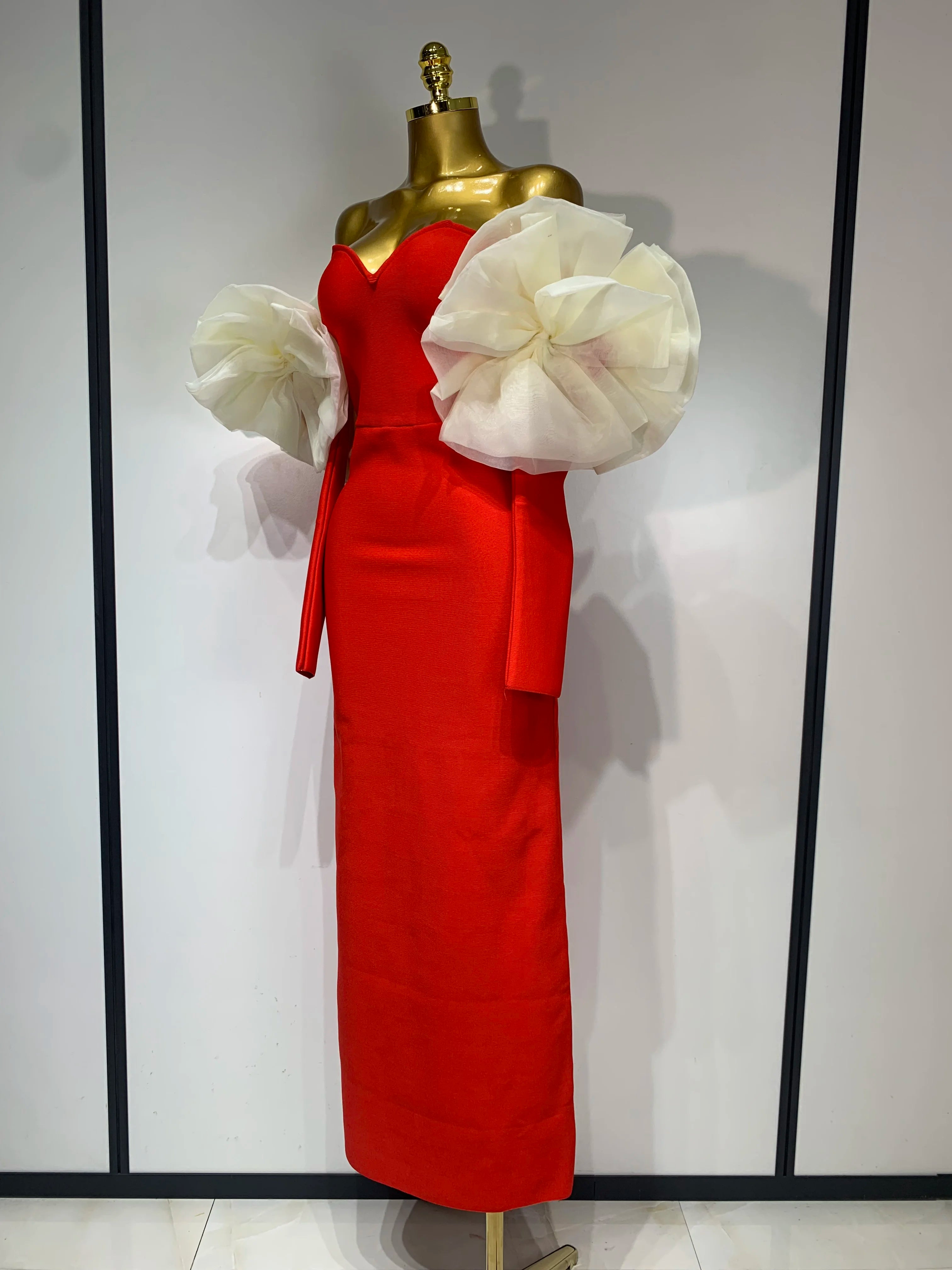 Sexy Off Shoulder Women Red Bodycon Bandage Dress 2025 Long Sleeved Celebrity Elegant Backless Dress Luxury Birthday Dresses