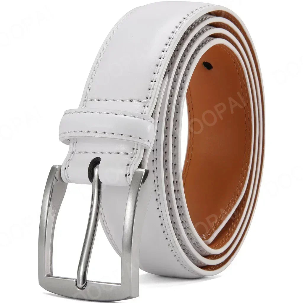 Men Belts Genuine Leather LONG Large Pin Buckle Metal Automatic Buckle Male Belts Strap Male 35ZK149-WE