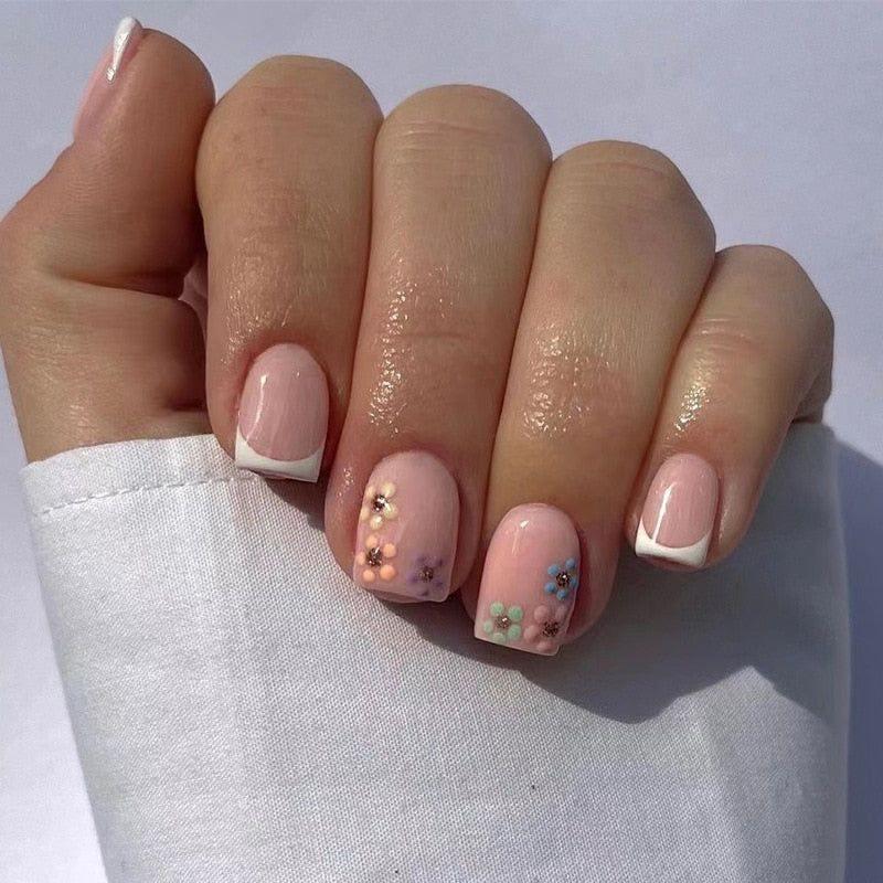 24pcs накладные ногти False Nails Supplies For Professionals With Glue Charming Nail Art Press On Nails French Wearable Manicure JP2556