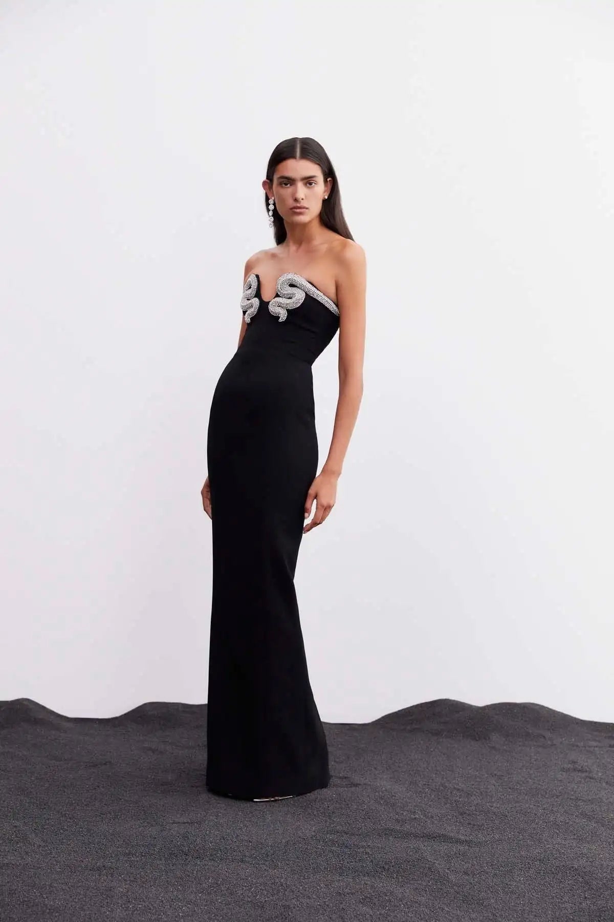 Celebrity Red Carpet Dress Women Sexy Off the Shoulder Rhinestones Bodycon Bandage Long Dress Elegant Evening Party Dress