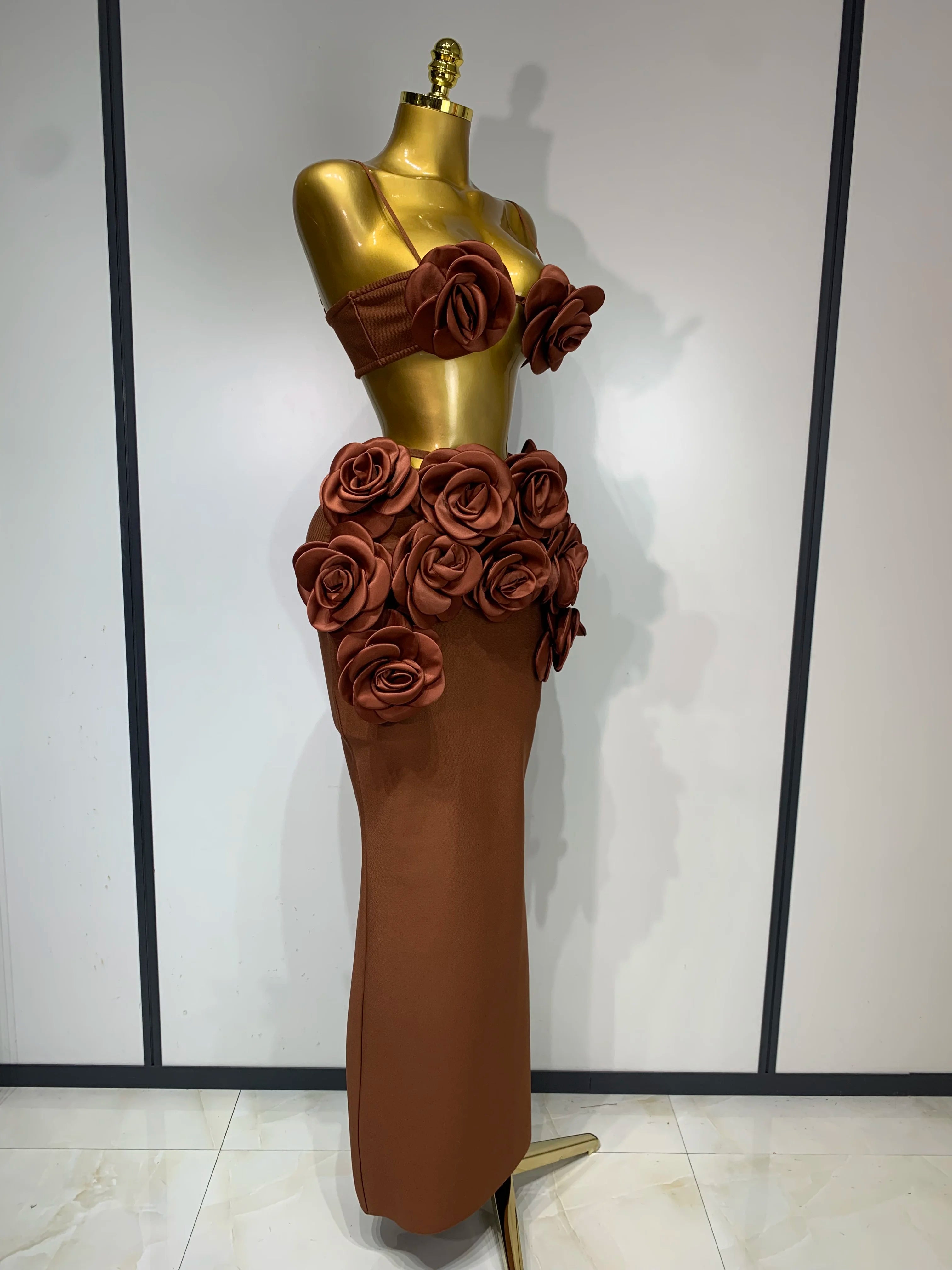 Women Sexy Camisole Floral Bandage Long Skirts 2-Piece Set 2025 Celebrity Elegant Party Cocktail Prom Gown Nightclub Outfit