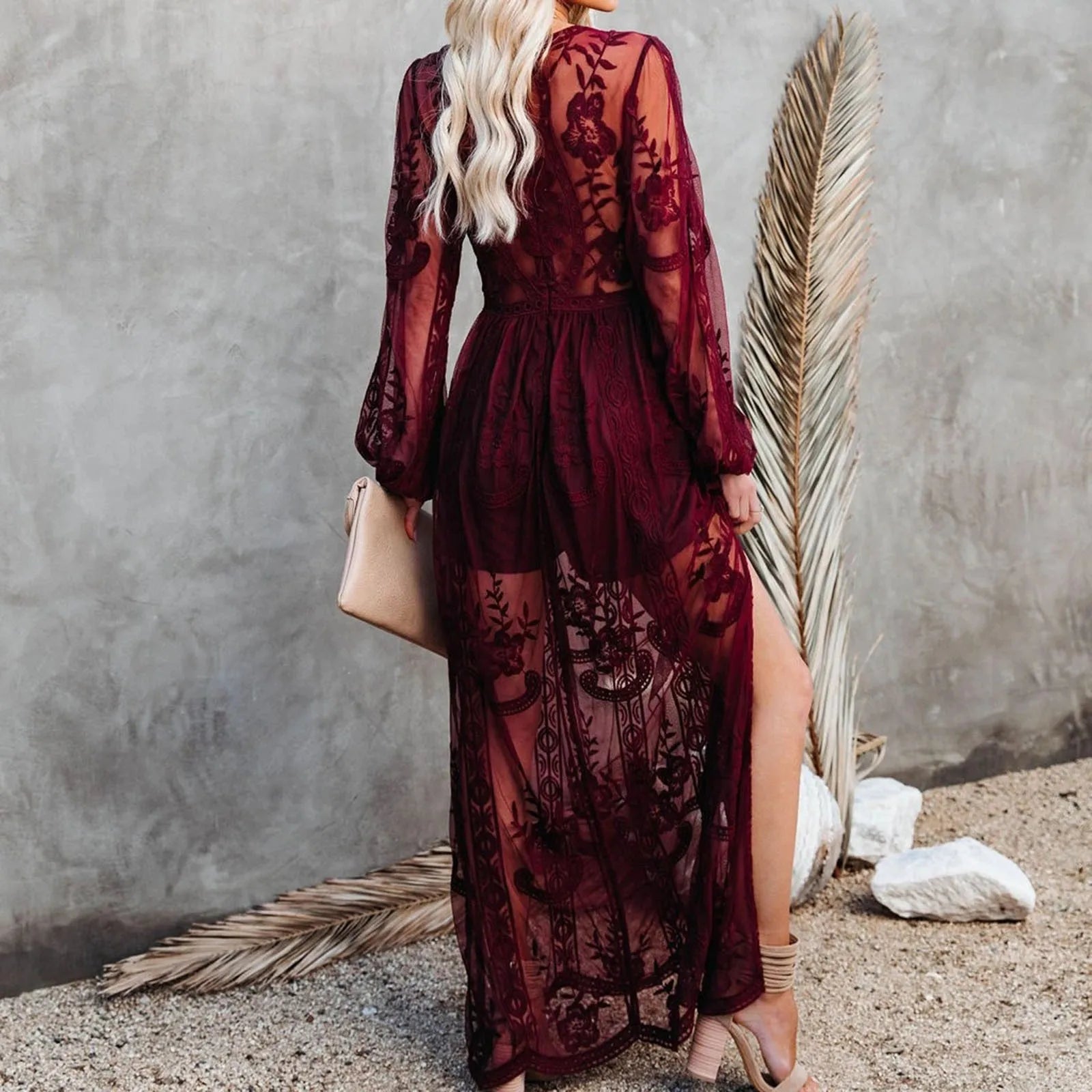 Long White Tunic dress Bikini Cover-ups Sexy Deep V-neck Slip Maxi Dress Summer Clothes Women Swimsuit Cover Up dress