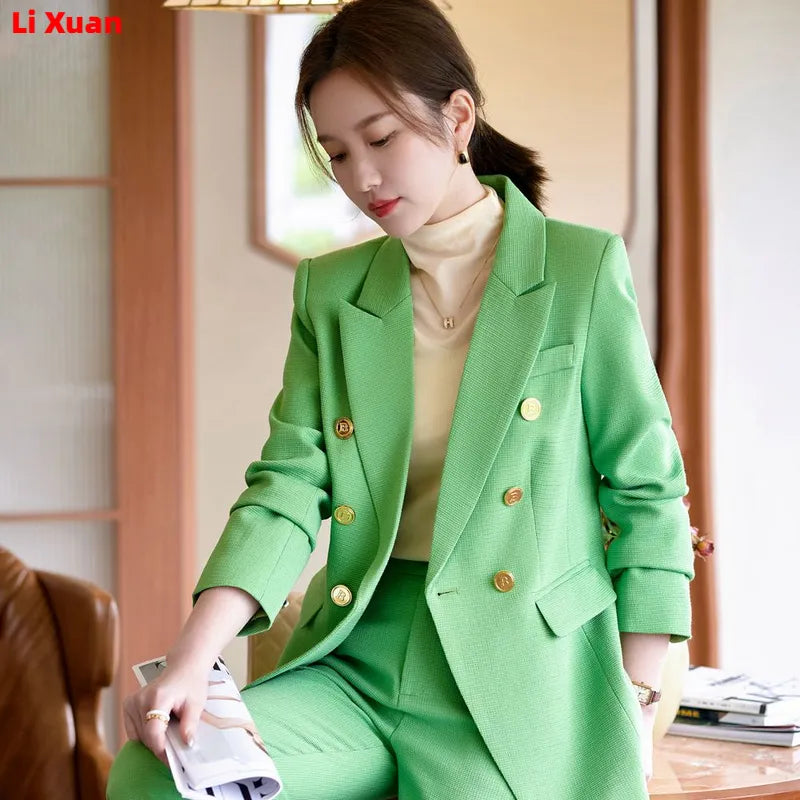 品質秋冬フォーマルレディースファッションブレザー女性ビジネススーツセット作業服オフィスカジュアルパンツジャケットスーツ