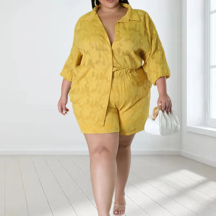 Wmstar Plus Size Two Piece Sets Women New Matching Sets Loose Shirts Top Shorts Tracksuit Casual Summer Wholesale Dropshipping