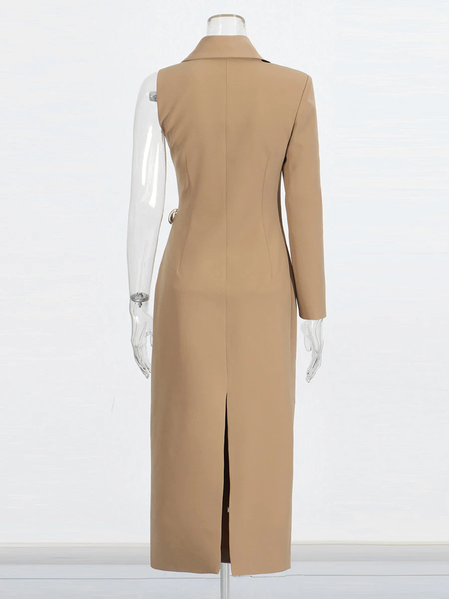 Solid Slimming Spliced Folds Irregular Dresses for Women V Neck Long Sleeves Temperament Dress Female Fashion New