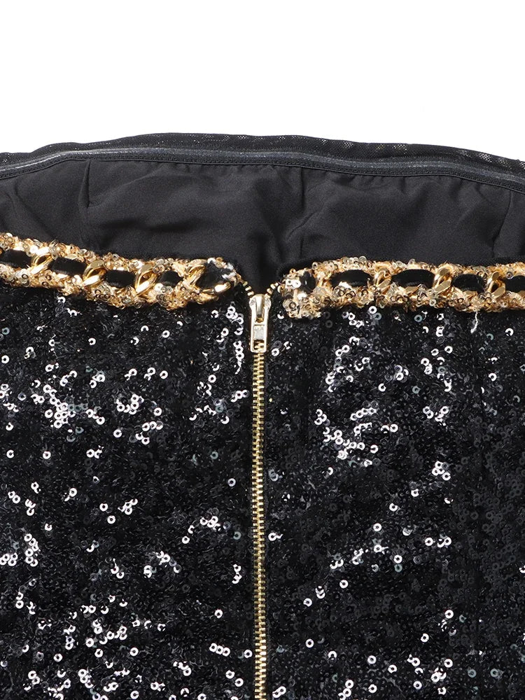 Hit Color Sexy Dresses For Women Strapless Sleeveless High Waist Slimming Patchwork Button Dress Female Fashion New