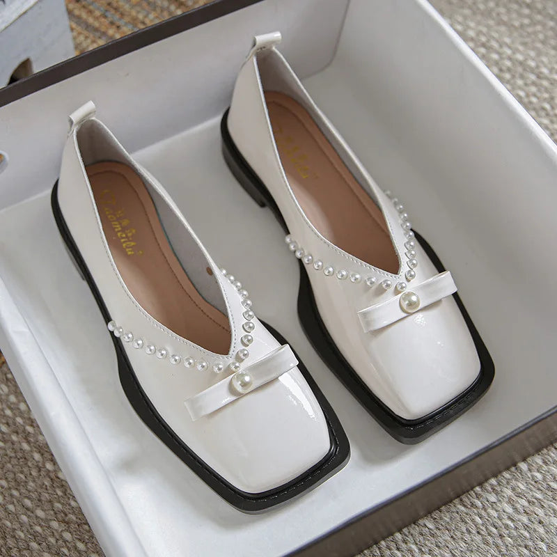 The 2023 new fashion brand designed women with low single shoes Square head spring large size casual shoes 41-43