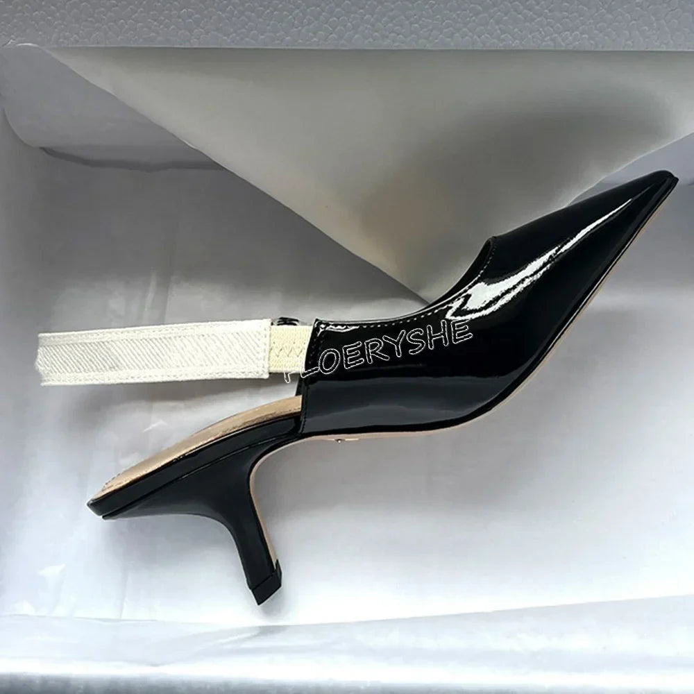 Black Patent Leather Stiletto Pumps Summer Solid Luxury Women Pointed Toe Thin High Heel Party Sexy Shoes 6.5cm heel