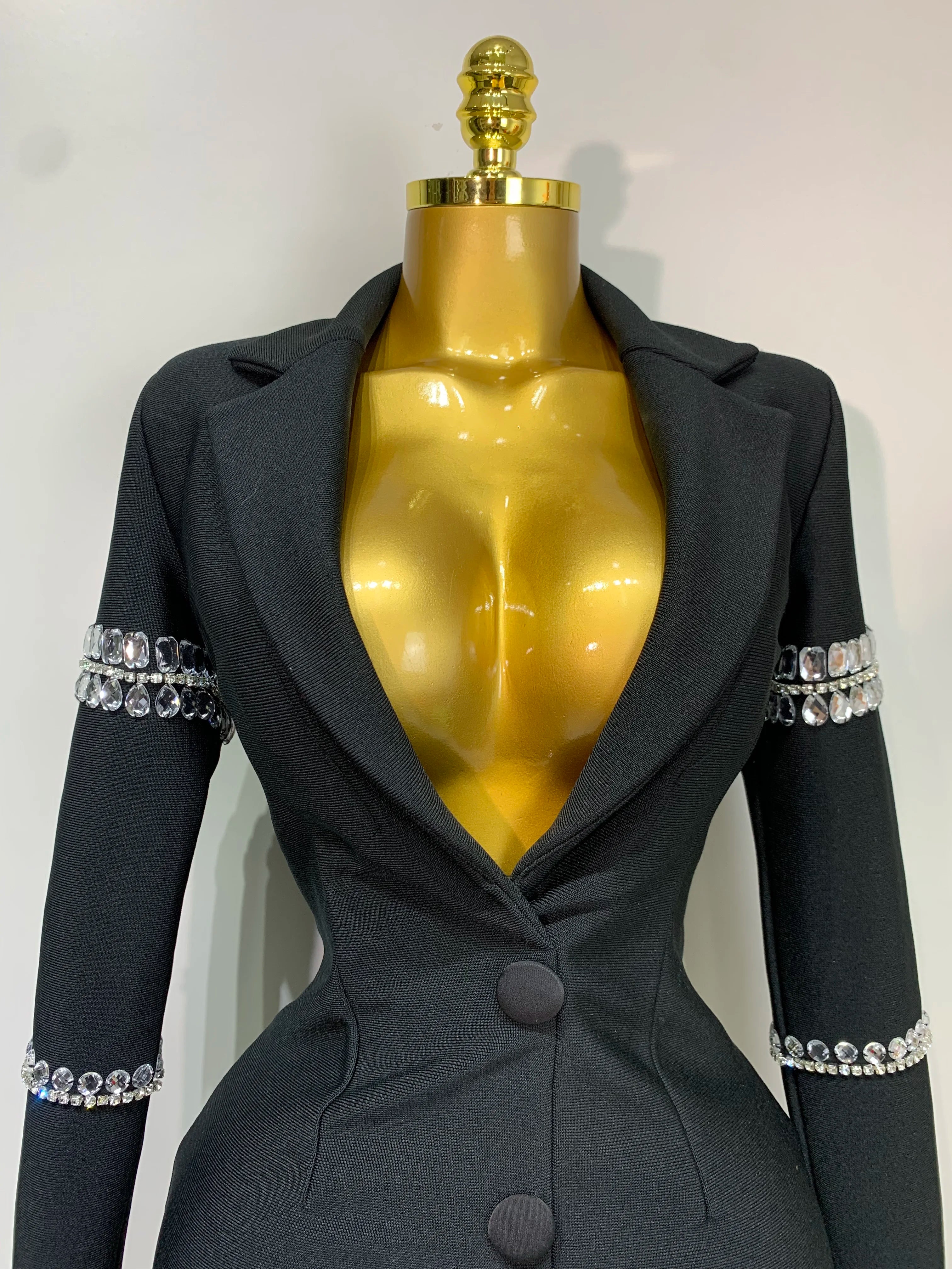 Women Sexy Long Sleeve V Neck Beading Rhinestone Mini Bodycon Bandage Dress 2025 Celebrity Elegant Evening Party Birthday Dress