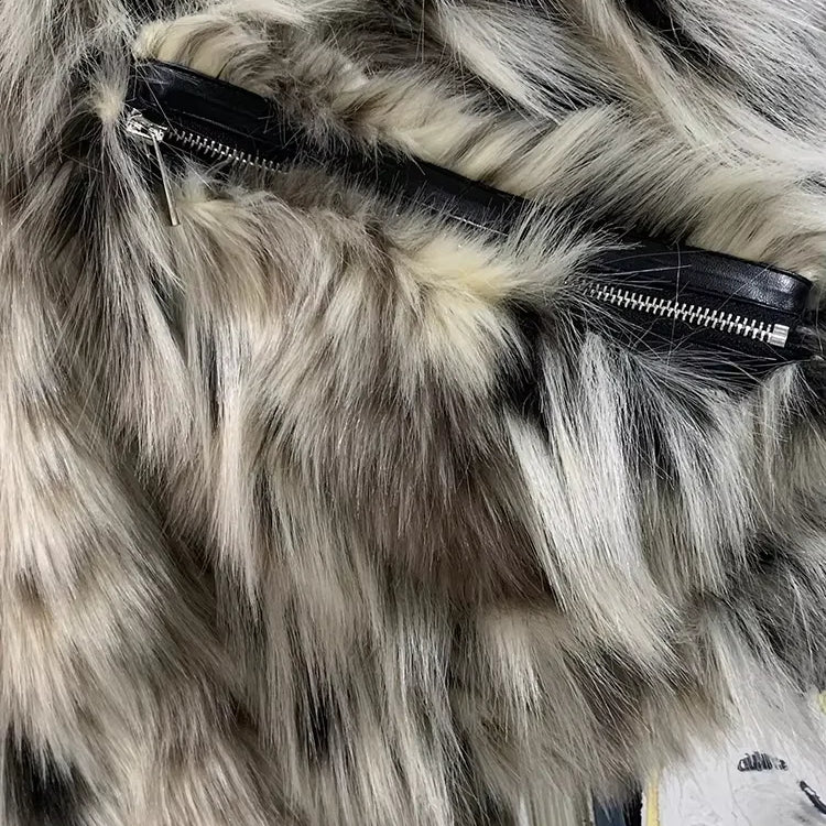 Lautaro Autumn Winter Short Colorful Multicolored Thick Warm Hairy Faux Fox Fur Coat Men Luxury Designer Clothes Fluffy Jacket