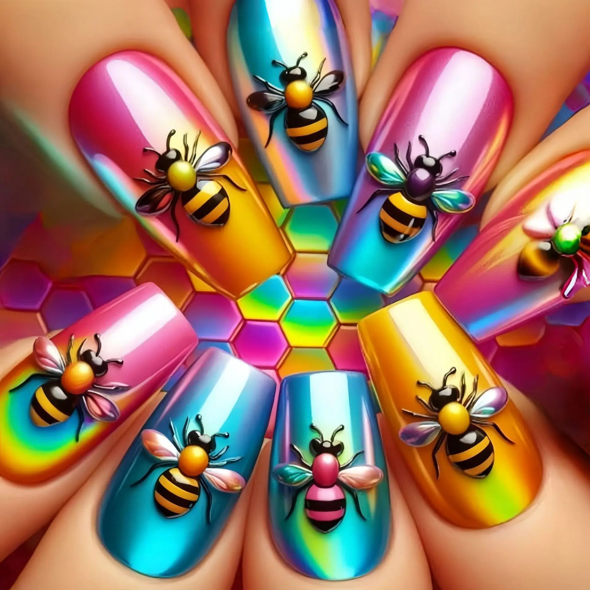 24pcs/set Short medium long fake nails colorful gradient Y2K sunset heart leopard print square ballet tips press on false nail 2152