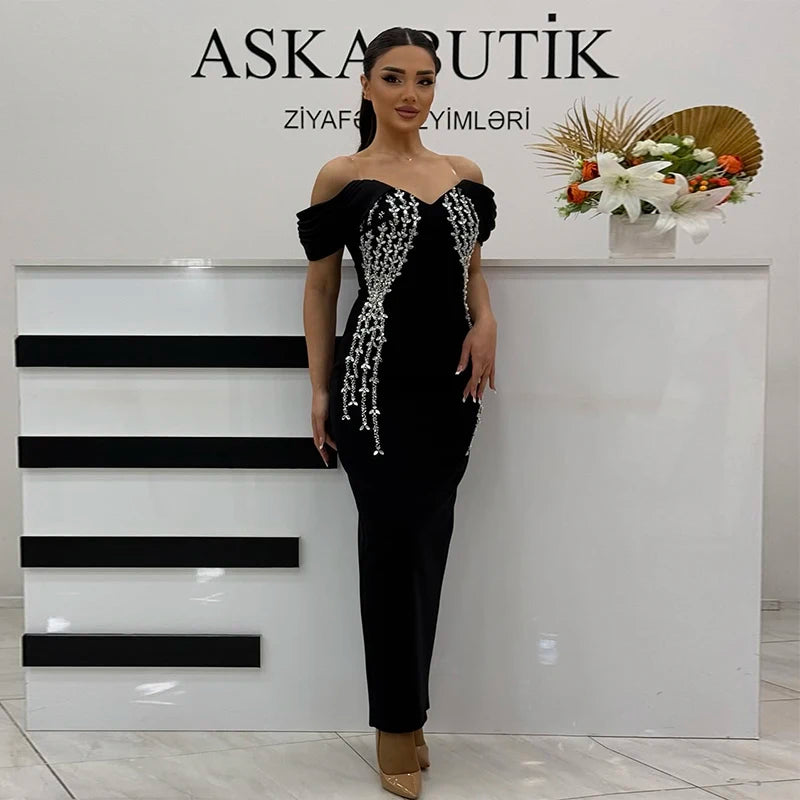 Top Quality Shinning Crystal Women Sexy Short Sleeve V-Neck Bodycon Bandage Long Dress Elegant Evening Party Celebrate Outfit