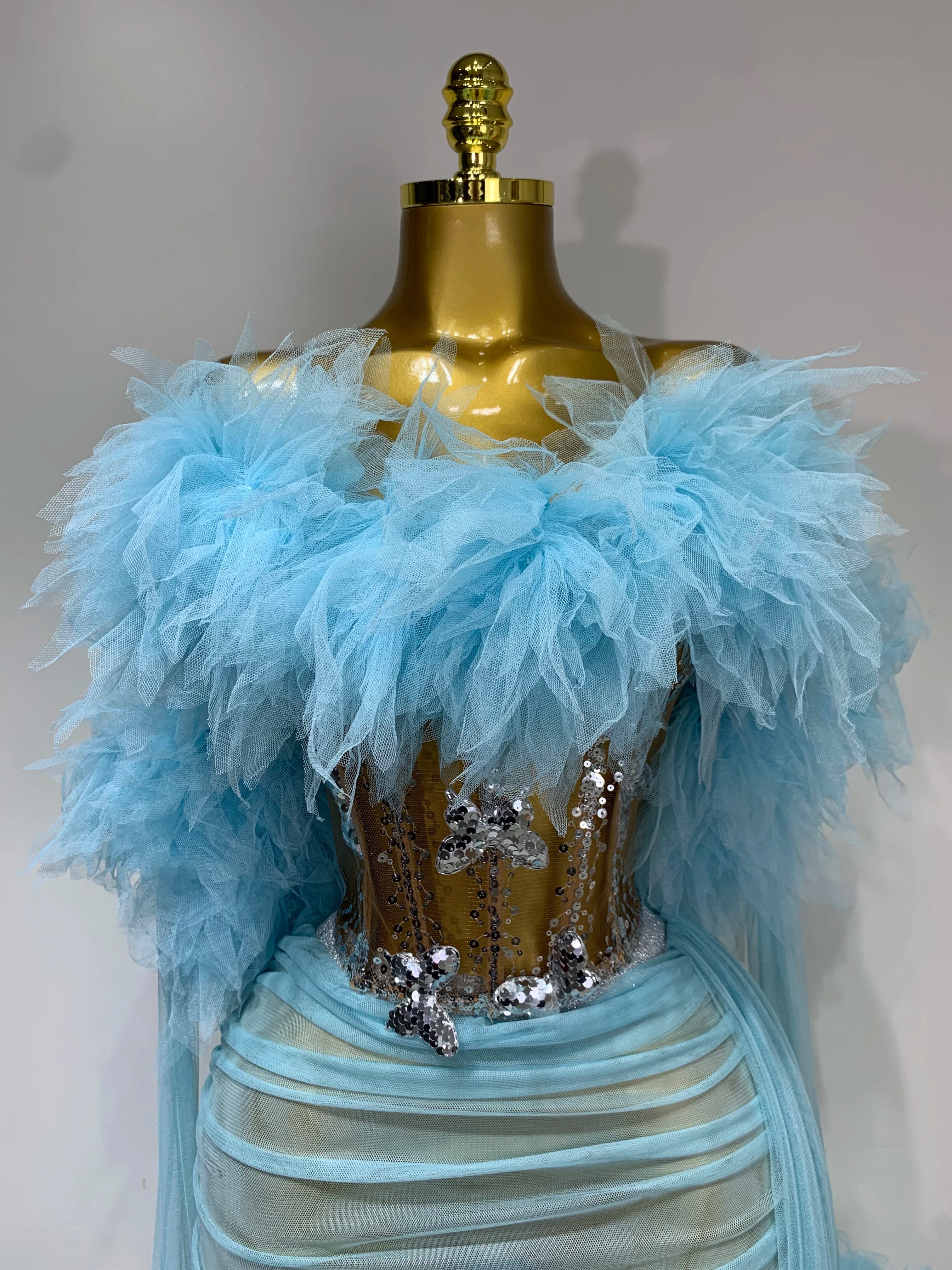 Women Sexy Backless Mesh Transparent Three Pieces Set Performance Dance Costume Nightclub Birthday Photo Shoot Stage Outfit