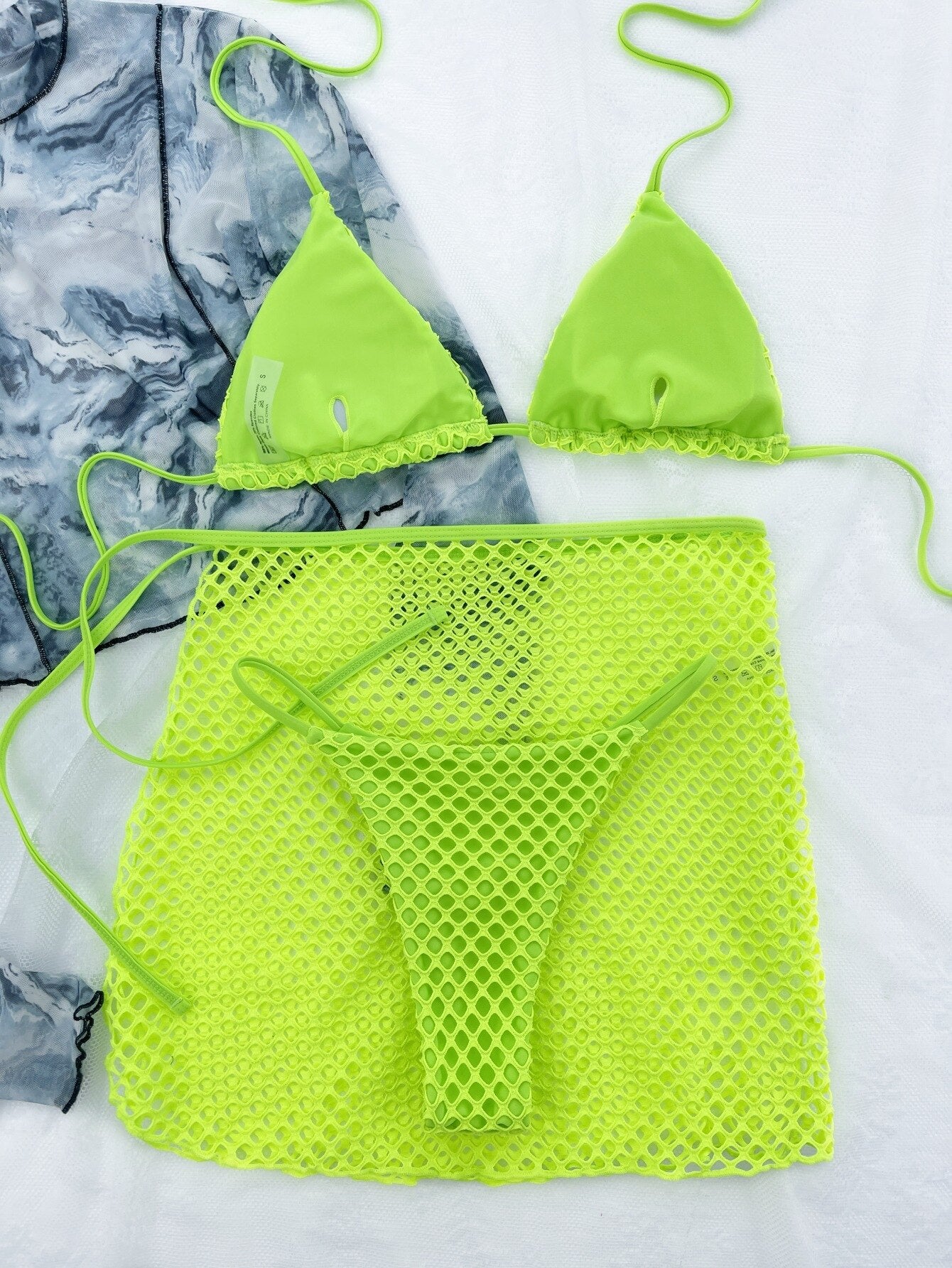 Sexy Three Pieces Micro Bikini Set with Hollow Out Skirt Swimsuit Women 2024 New Bandage Swimwear Bathing Suits Biquini