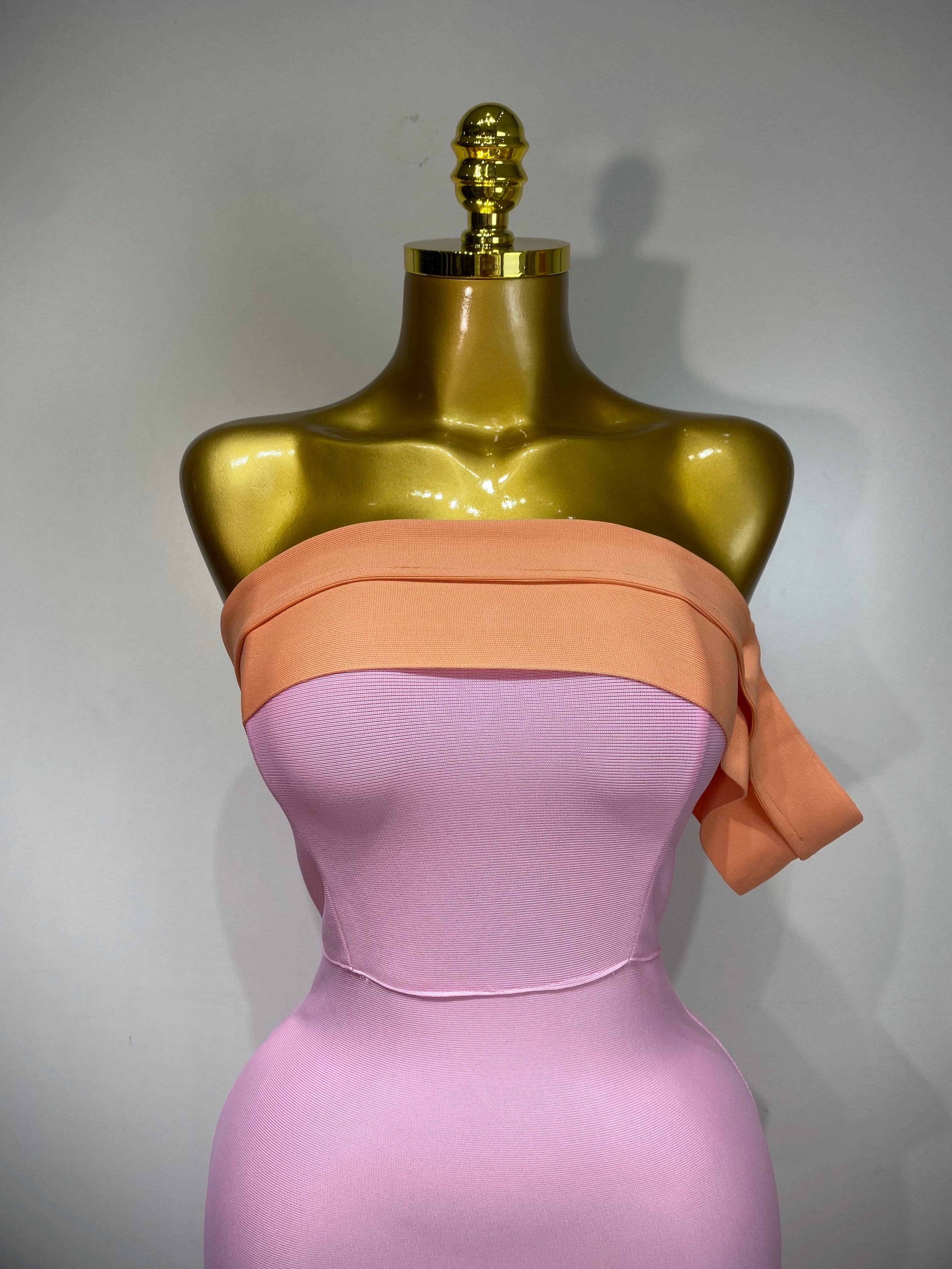 Women Sexy One Shoulder Color Block Bodycon Bandage Dress 2025 Celebrity Elegant Evening Club Luxury Birthday Party Outfit