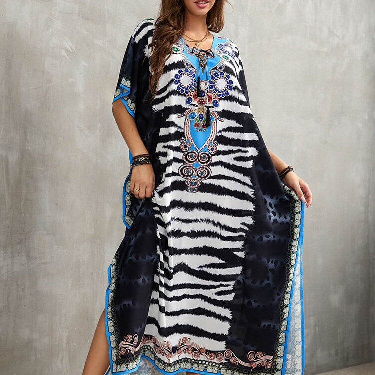 Plus Size Beach Cover Up Robe Plage Pareo Long Dress Summer Beachwear Swimsuit Cover Up Tunic For Beach Kaftan Dress Color 04 One Size