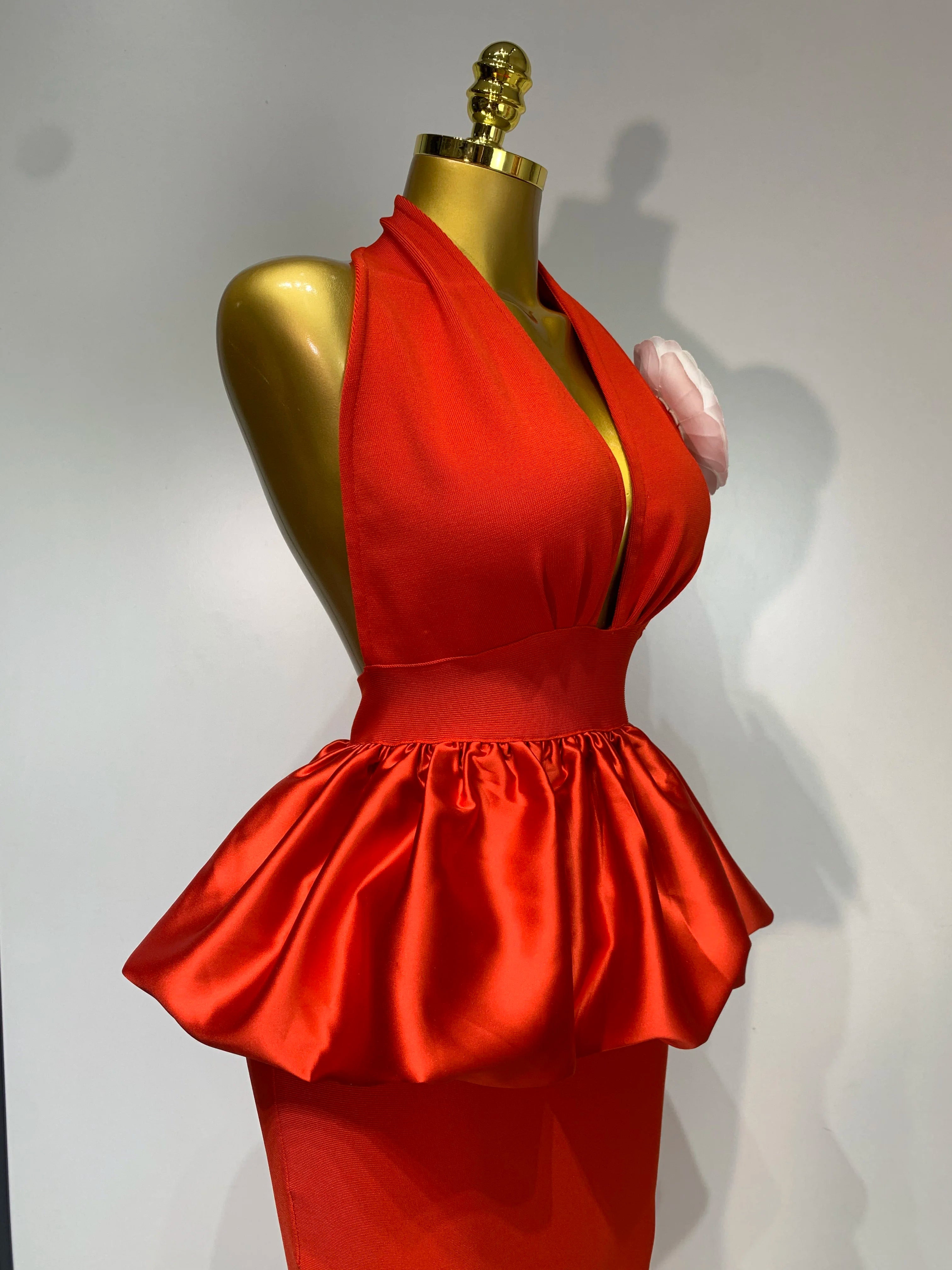 Women Sexy Backless Red Flower Maxi Long Bodycon Bandage Dress 2025 Celebrity Elegant Evening Party Nightclub Photo Shoot Dress