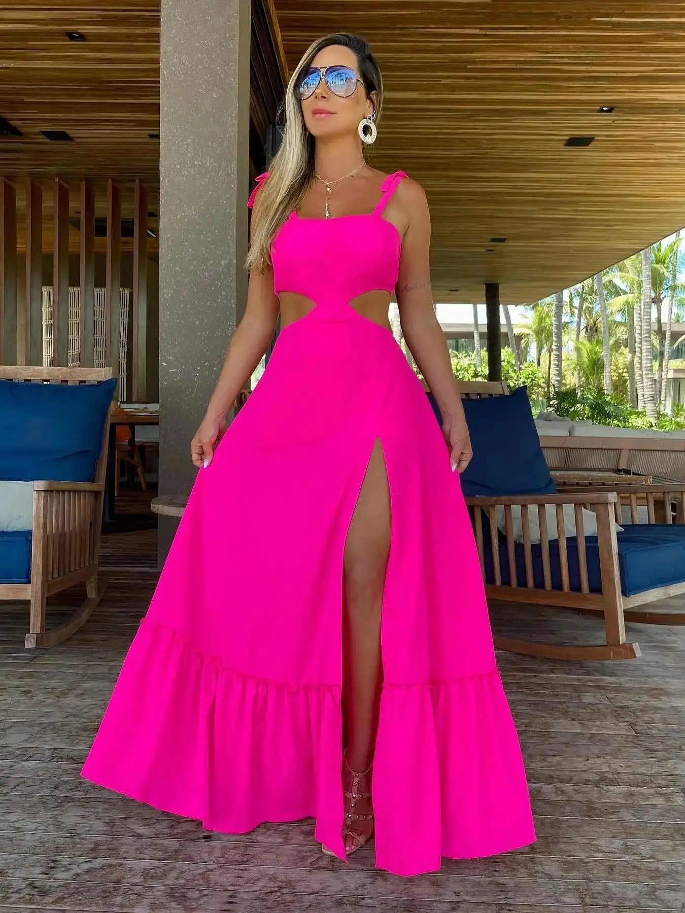 Womens Dresses Summer Sexy Tank Top Woman Clothing Beach Dress Robe Casual Elegant And Pretty Women's Dresses Rose Red