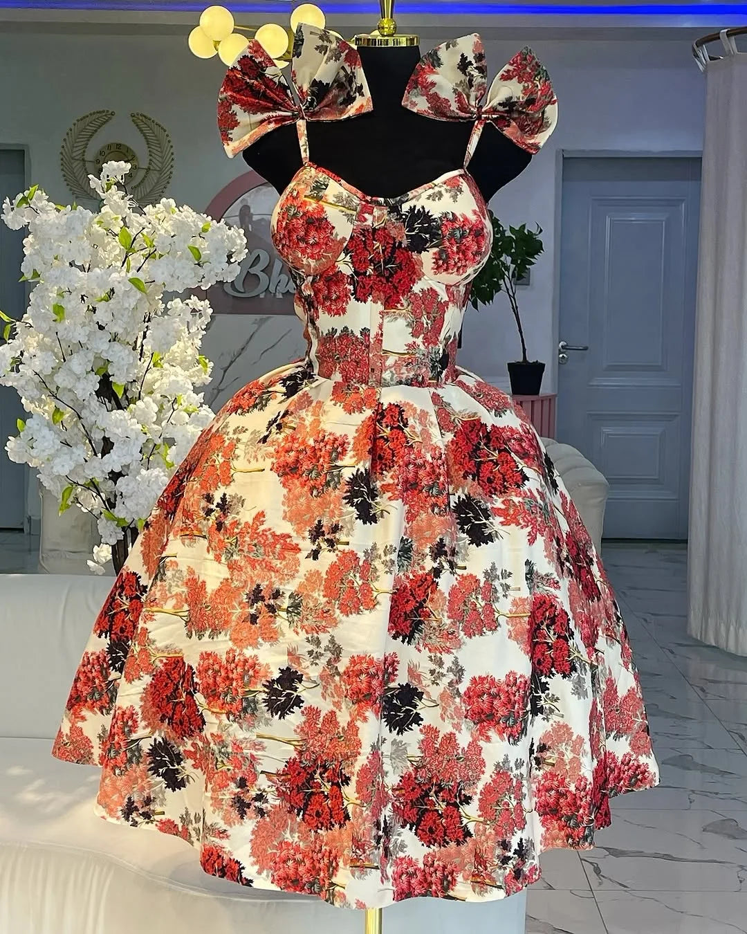 Women Floral Printed Sleeveless Bowknot Strap Big Swing Mini Dress 2025 Evening Sexy Beach Party Birthday Street Dresses color2