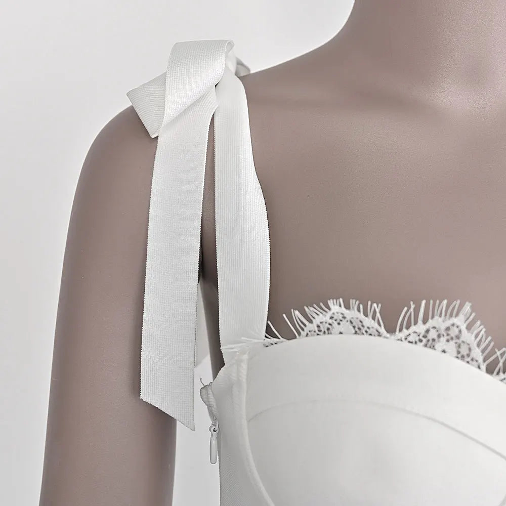 2025 Spring Sexy Women's Puff Bandage Dress Spaghetti Strap Lace Design Sleeveless A-line Mini Dresses Evening Party Vestidos