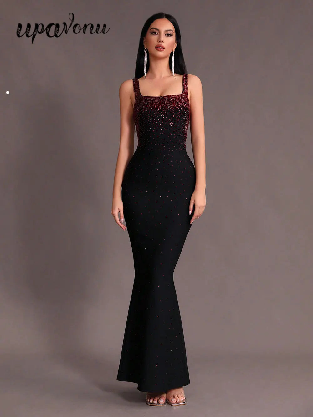 2025 Elegant Women Light Luxury Hot Diamond Bandage Dress Camisole Sleeveless Bodycon backless Long Dress Evening Party Vestidos