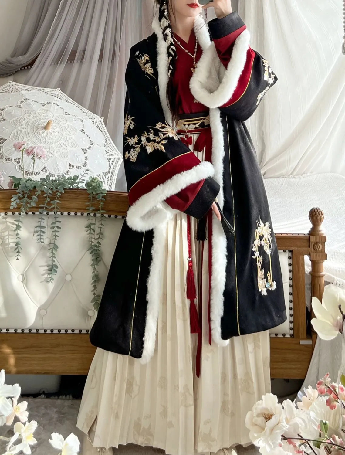 Winter Original Song Dynasty 2024 Hanfu Woolen Sweater Thickened Double-breasted Long Jacket Women Longuette for Girls and Women