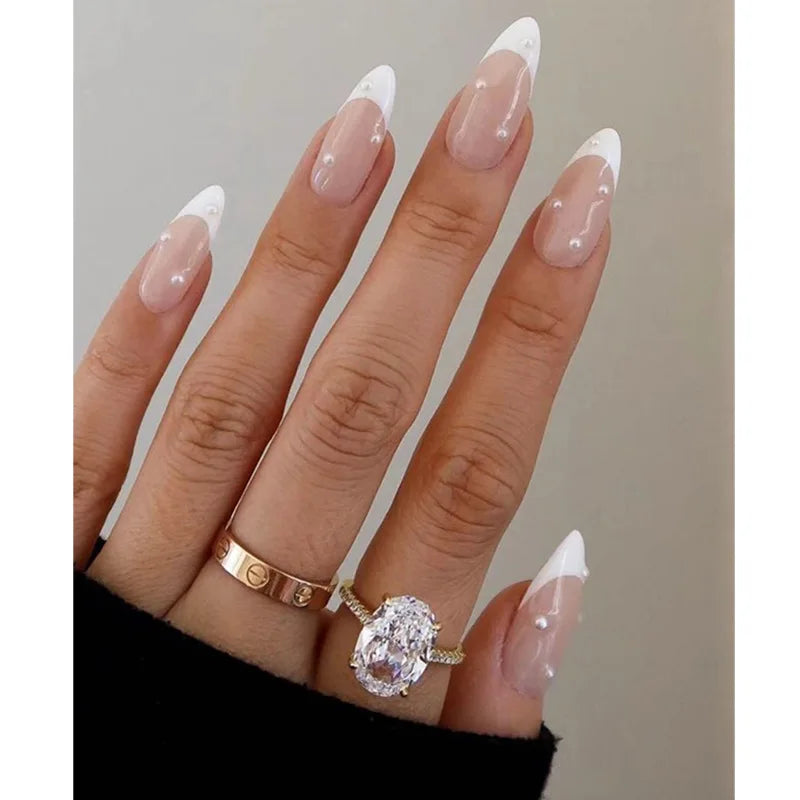 24Pcs Simple Wine Red Fake Nail with Glue Mid-length Almond Press on False Nails Wearable Round Head Oval Full Cover Nail Tips 17