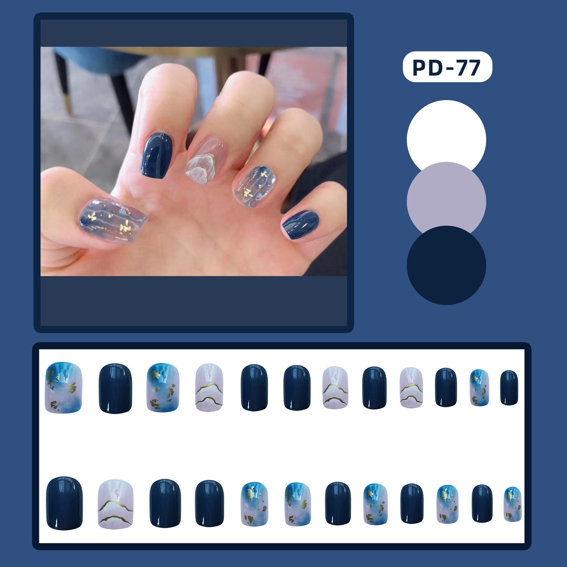 24pcs Lemon Short Wear Tips Nail False Patch Press on Nails Supplies for Professionals Artifical Fake Nails Faux Ongles Uñas PD-77-Fake Nails Art